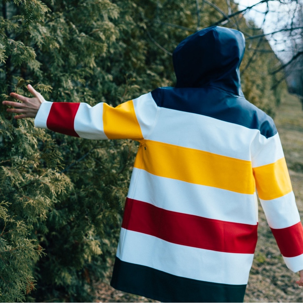 HBC Stripes Hudsonβs Bay Company Classic Stripes Rain Coat - Picture 15 of 16